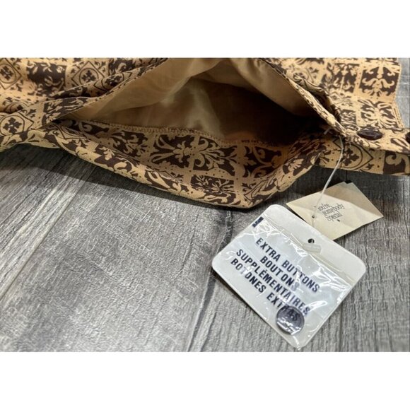 Rena Rowan Skirt 2 Piece Set Womens 10 Tan Button Blouse Pleated Pockets 90s NWT - Picture 10 of 12